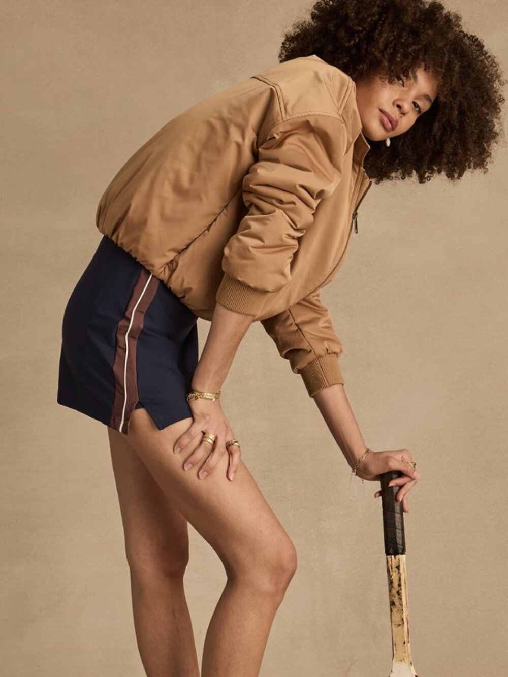 NWT The Upside Carlotta Bomber Jacket Tan Size S